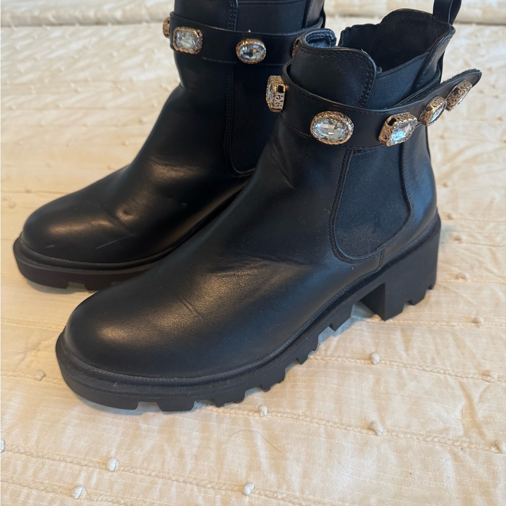 Black Ankle Boots with Embellishments